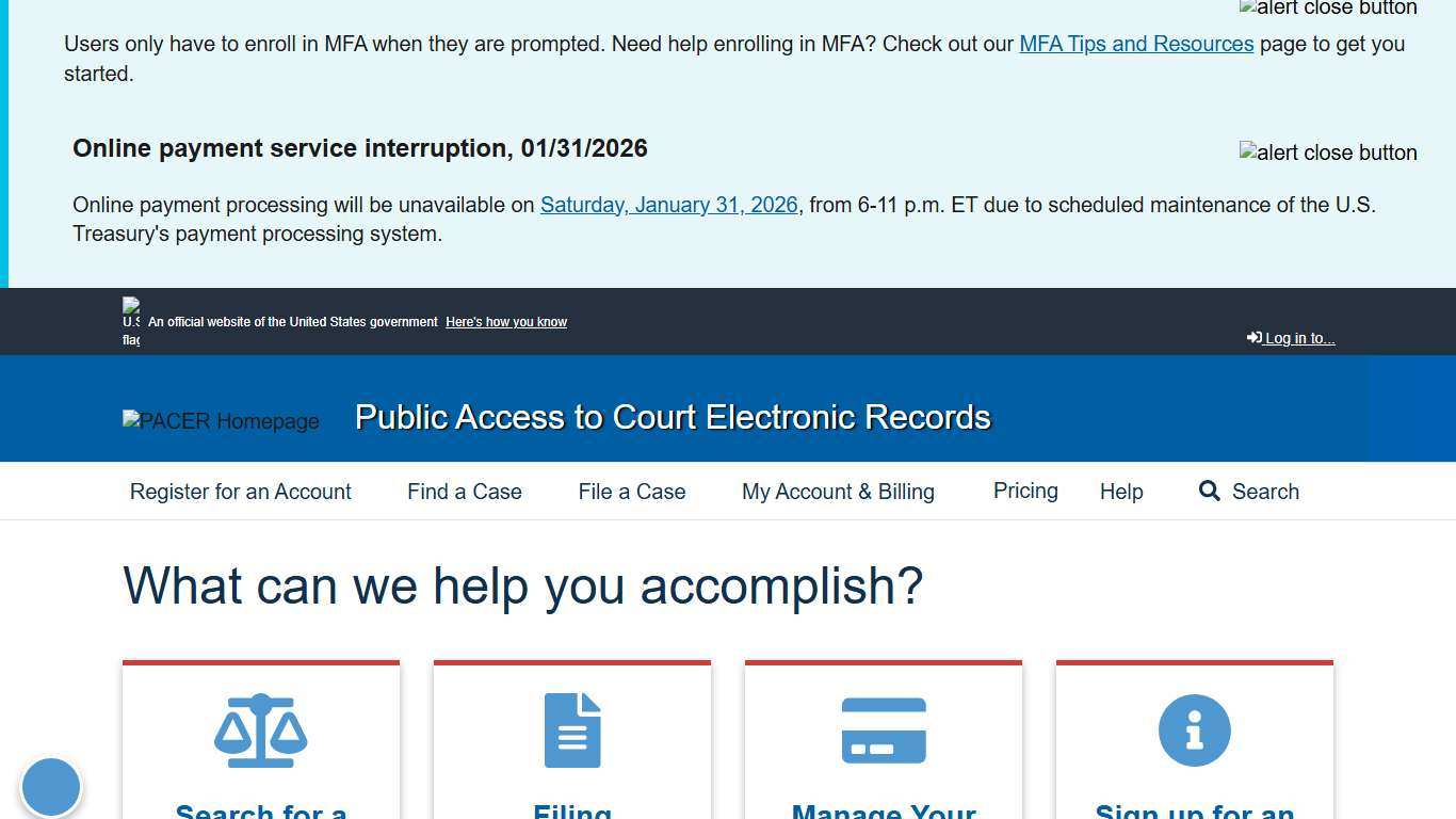 Public Access to Court Electronic Records PACER: Federal Court Records