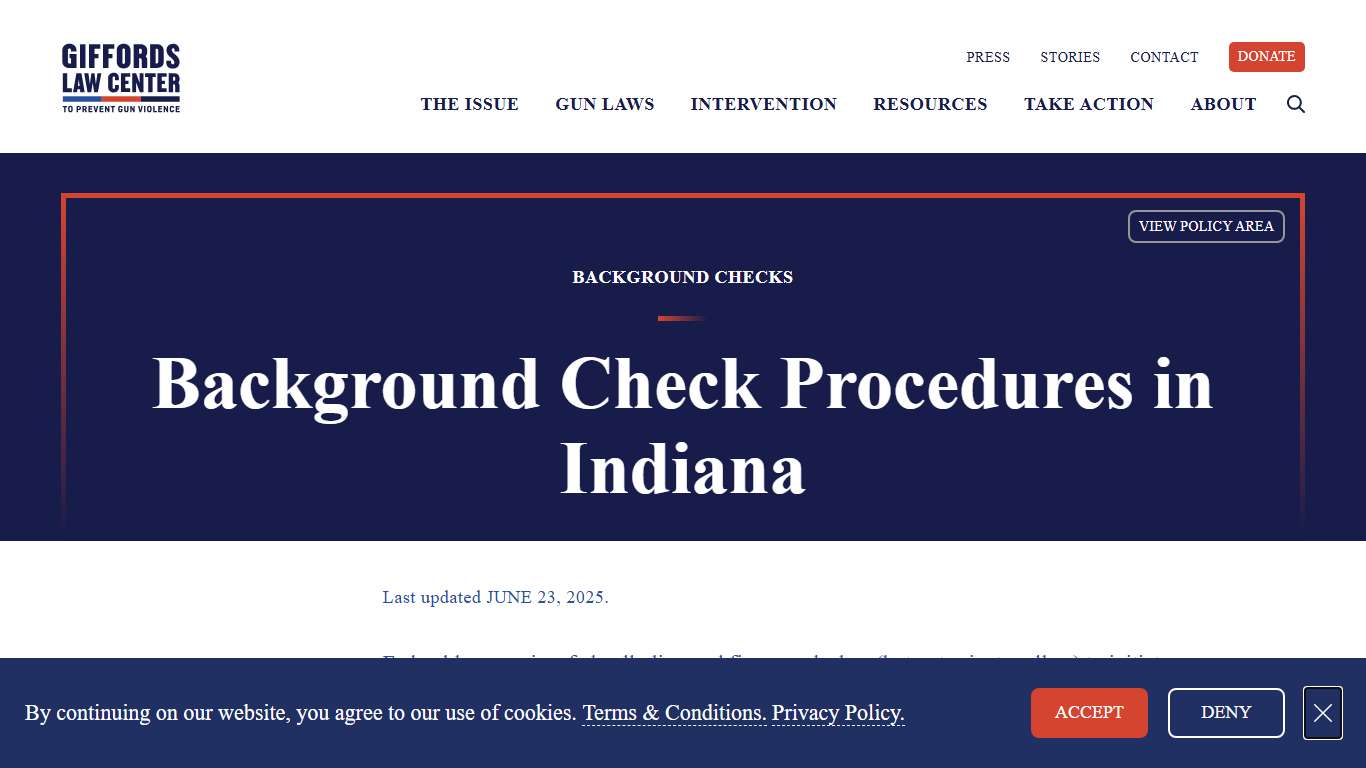 Background Check Procedure Laws in Indiana Giffords